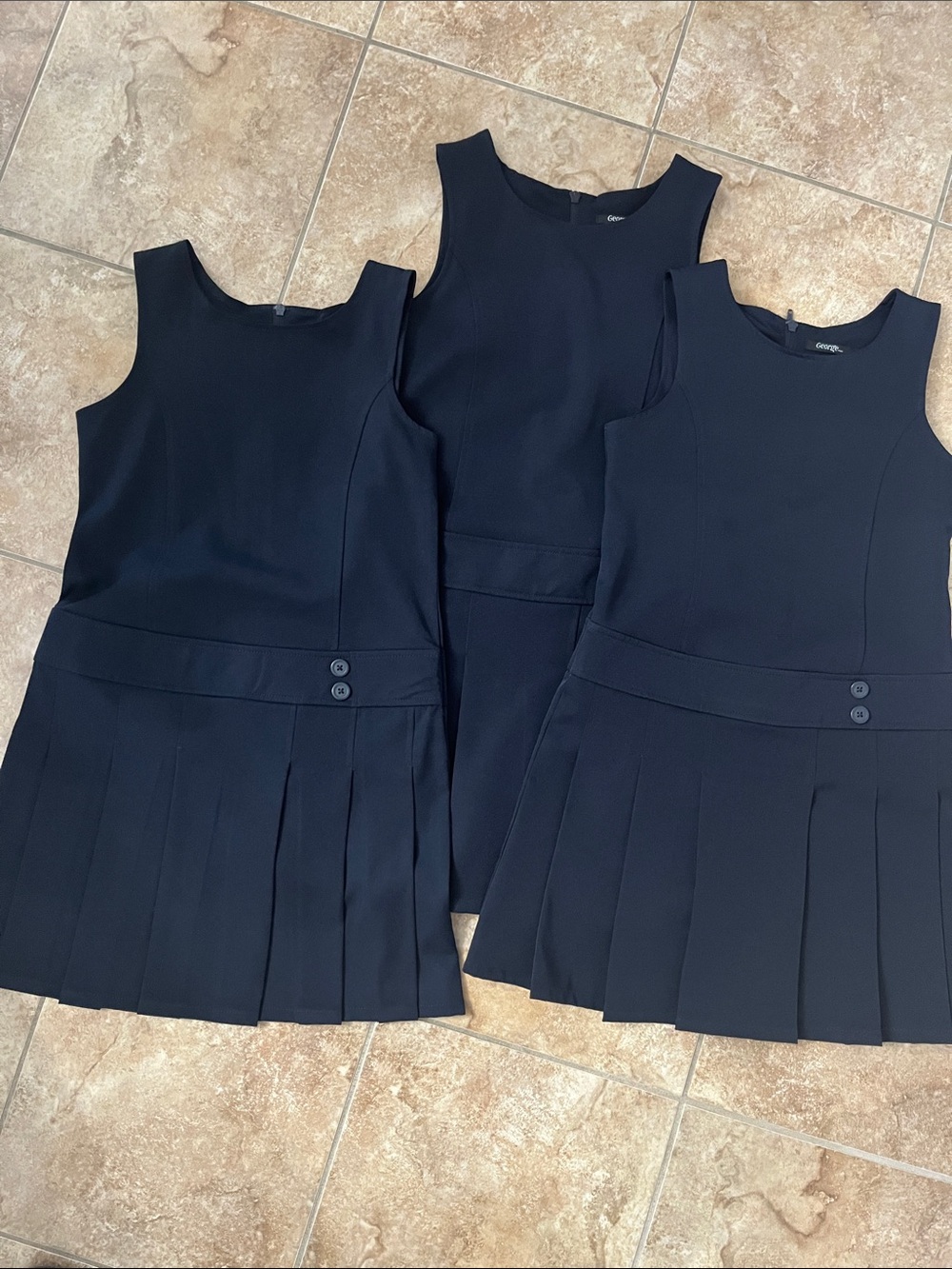 Girls Navy Blue Pleated School Jumper Dress